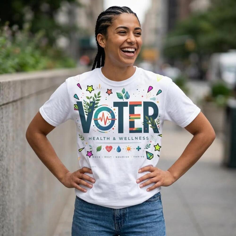 Voter Health Wellness T-Shirt Voter Graphic Tee Heartbeat Logo